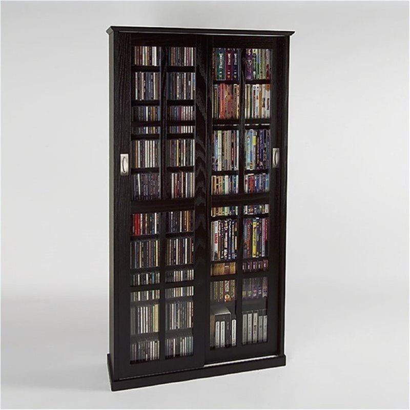 Storage Bowery Hill Bowery Hill 62 Double Cd Dvd Wall Media Storage Cabinet In Espresso