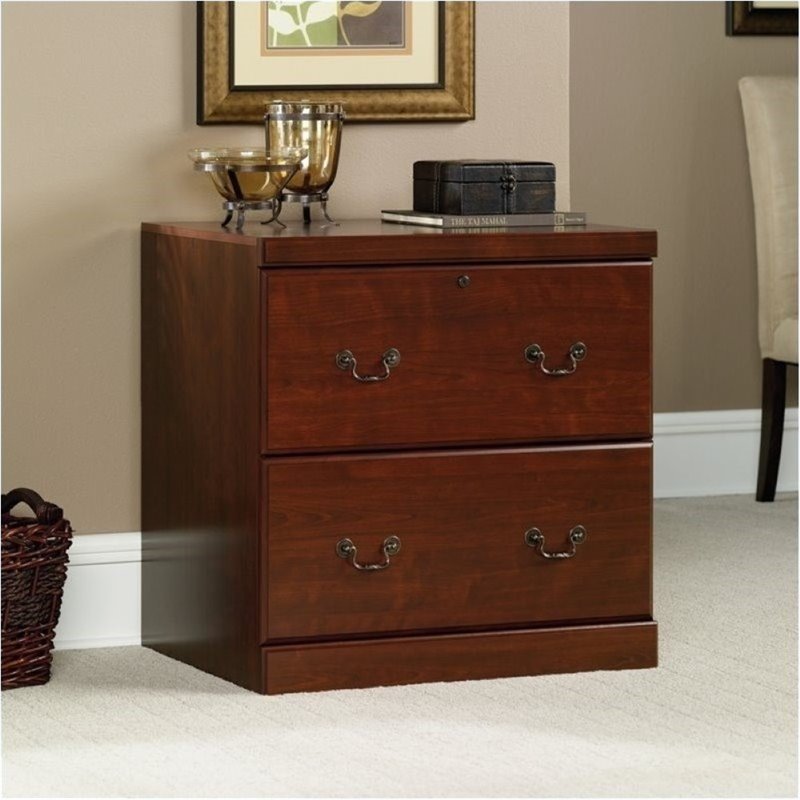 Bowery Hill 2Drawers Lateral Cherry Engineered Wood Filing Cabinet Easy Assembly