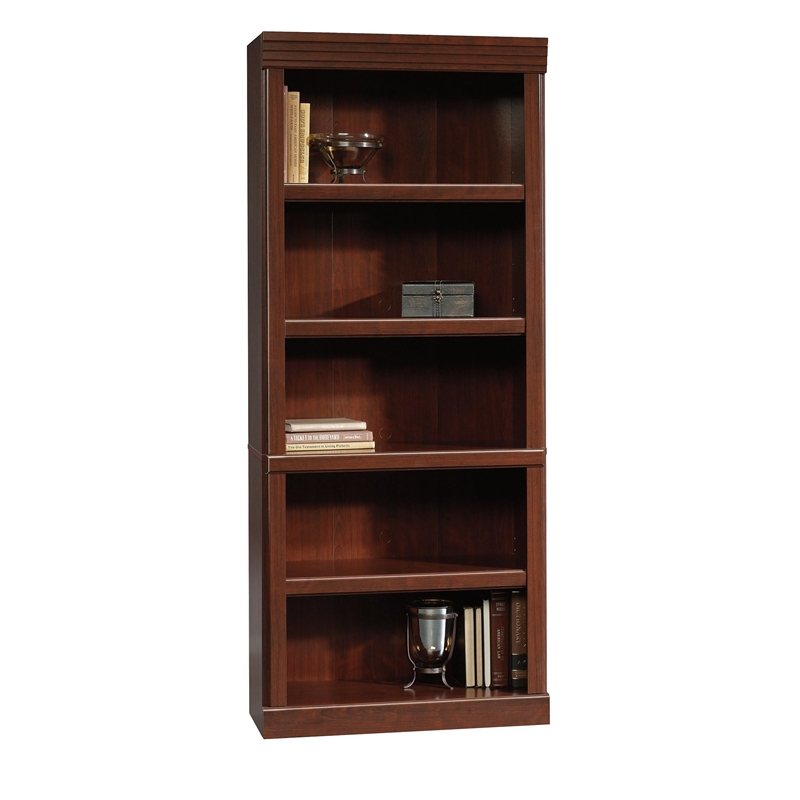 Bowery Hill Engineered Wood 5-Shelves Bookcase in Classic Cherry