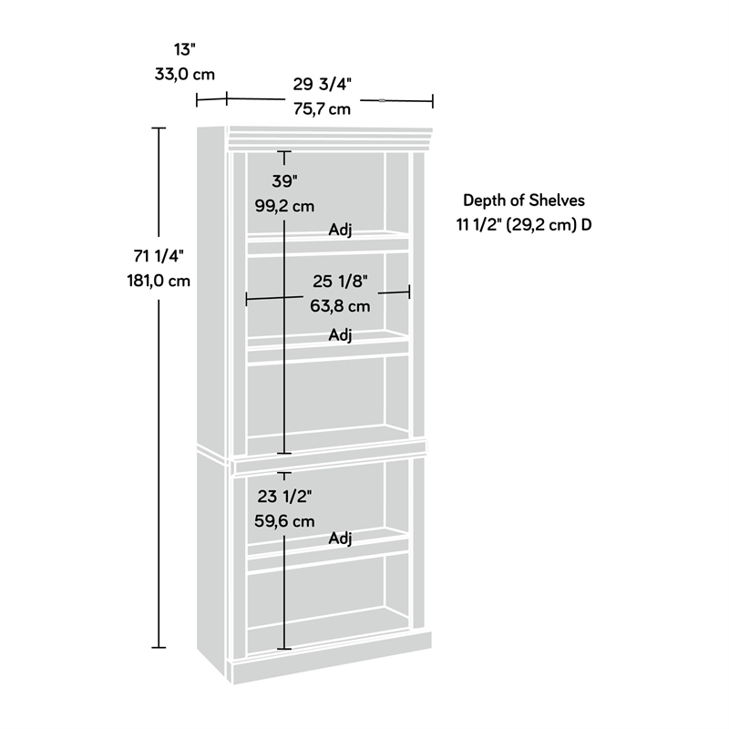 Bowery Hill Engineered Wood 5-Shelves Bookcase in Classic Cherry
