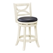 Bowery Hill Solid Hardwood Faux Leather Buttermilk/Black Swivel Counter Stool Round 25.75