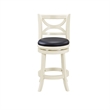 Bowery Hill Solid Hardwood Faux Leather Buttermilk/Black Swivel Counter Stool Round 25.75