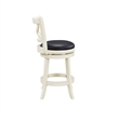 Bowery Hill Solid Hardwood Faux Leather Buttermilk/Black Swivel Counter Stool Round 25.75