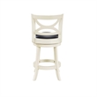 Bowery Hill Solid Hardwood Faux Leather Buttermilk/Black Swivel Counter Stool Round 25.75