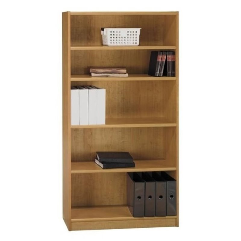 Bowery Hill 72" 5 Shelf Wood Bookcase in Snow Maple