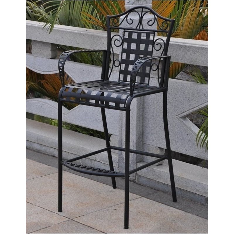 Bowery Hill Iron Patio Bar Stool (Set of 2)