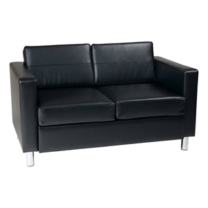 Bowery Hill Faux Leather Black Loveseat Sofa 51.5&quotW Unassembled