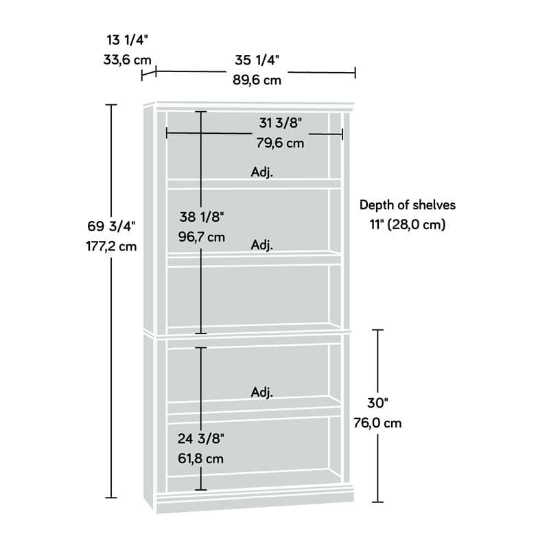 Bowery Hill Engineered Wood Jamocha Bookcase Rectangular Adjustable 35.25