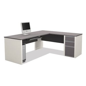 Bowery Hill Manufactured Wood Sandstone L-Shaped Desk Reversible 65.75&quotH x 71.13&quotW x 82.75&quotD
