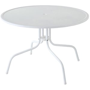 Bowery Hill Metal White Dining Table Round UV-Resistant
