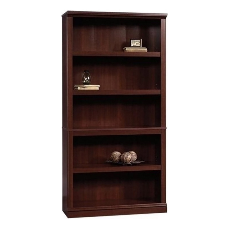 Bowery Hill 5-Shelf Modern Engineered Wood Bookcase in Select Cherry