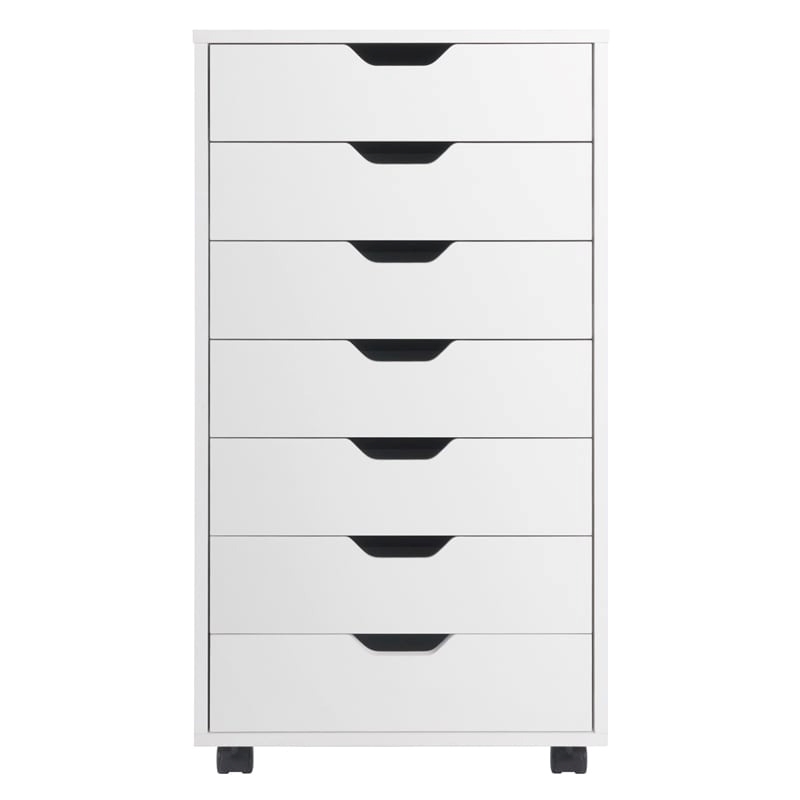 Bowery Hill 7-Drawer Modern Composite Wood Storage Cabinet in White