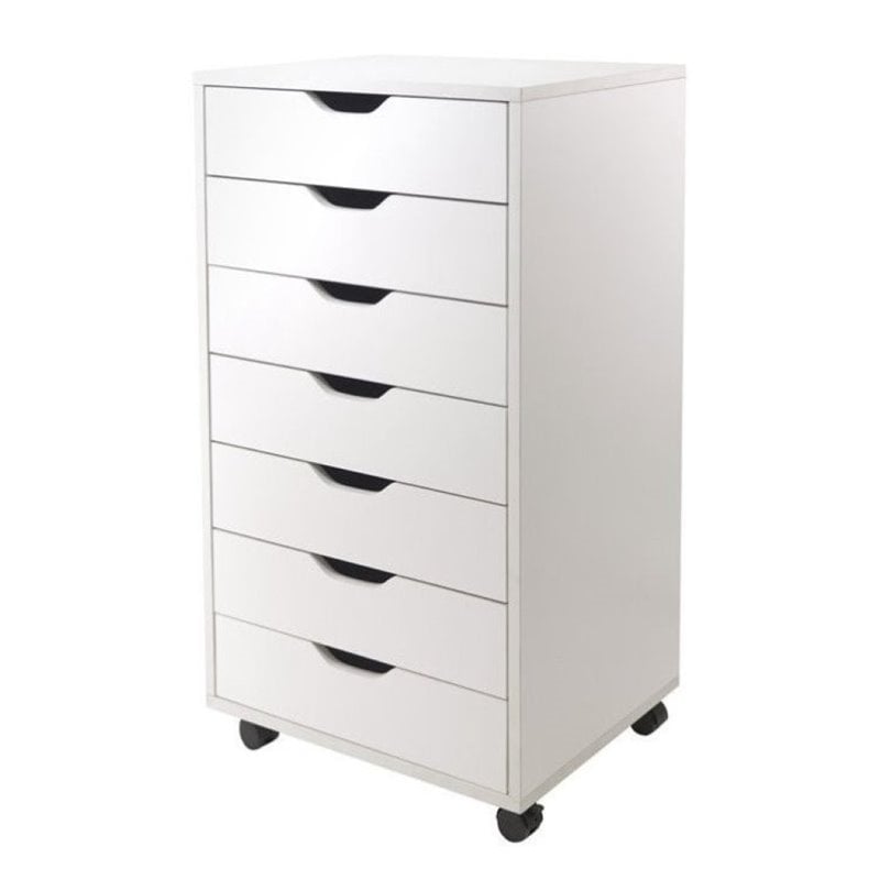 Bowery Hill 7-Drawer Modern Composite Wood Storage Cabinet in White