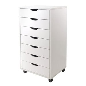 Bowery Hill 7-Drawer Modern Composite Wood Storage Cabinet in White