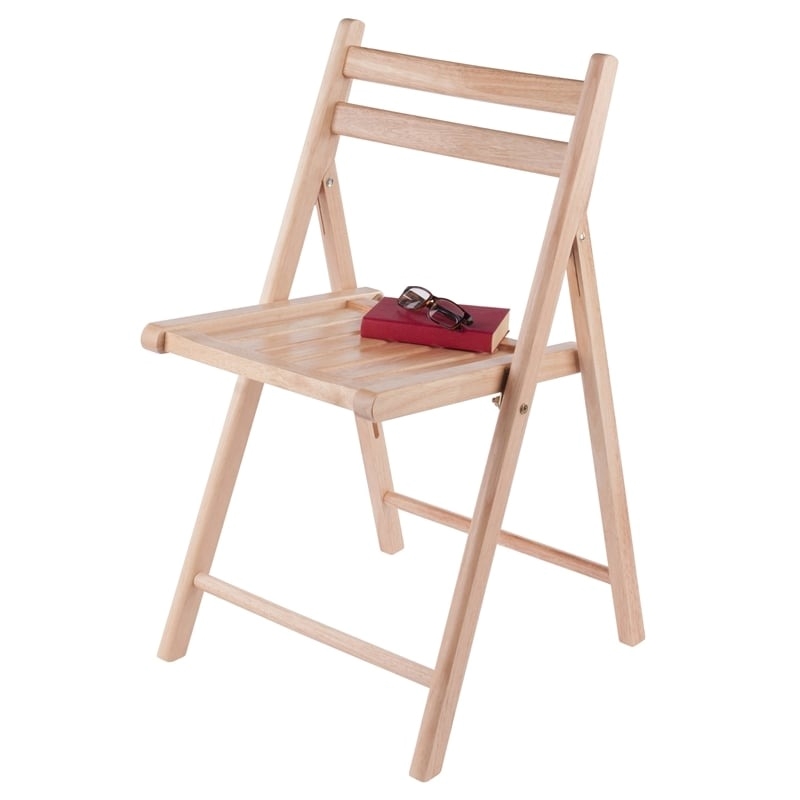Bowery Hill Transitional Solid Wood Folding Chair Set in Natural (Set of 4)