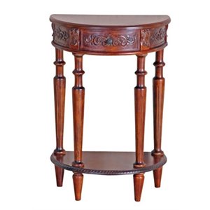 Bowery Hill Half Moon Console Table in Dual Walnut Stain