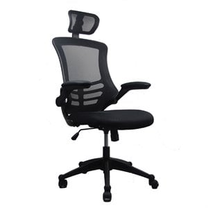 Bowery Hill Executive High Back Office Chair with Headrest in Black