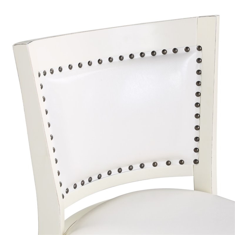 Bowery Hill Wood Bar Stool Chair in Buttermilk - Rotating Round Seat & Footrest
