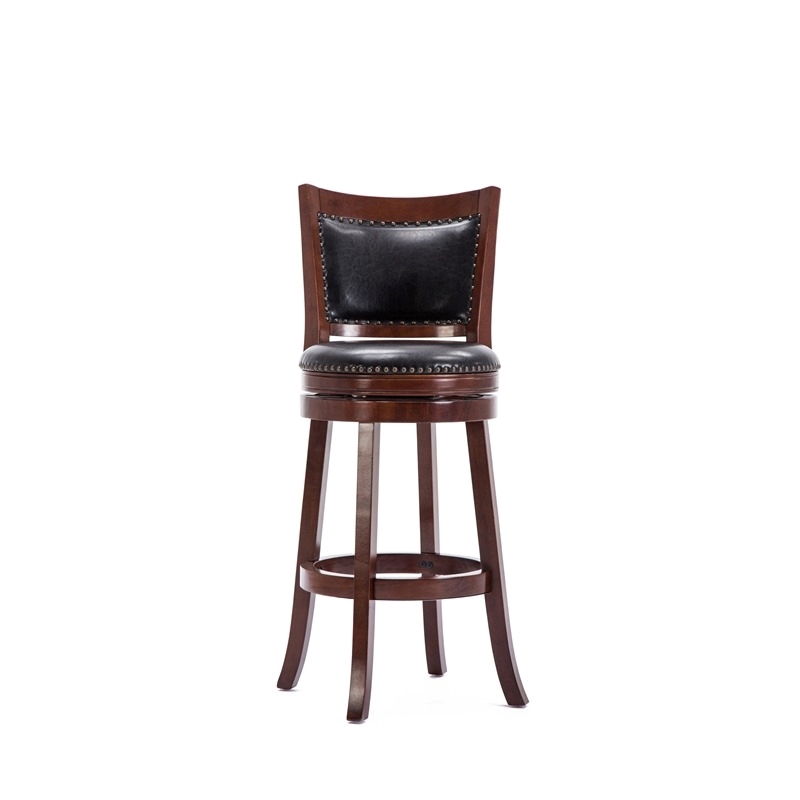 Bowery Hill Wood Cherry Swivel Bar Stool Rectangular Assembly Required