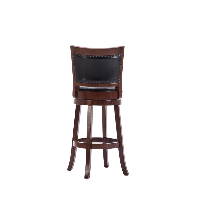Bowery Hill Wood Cherry Swivel Bar Stool Rectangular Assembly Required