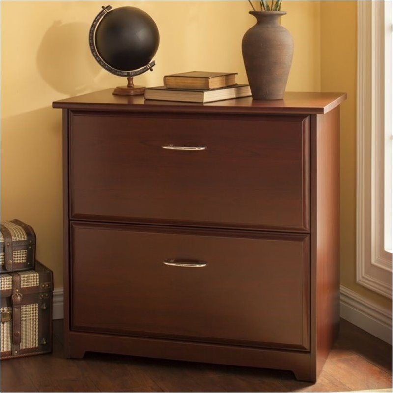 Bowery Hill Engineered Wood 2-Drawers Lateral File Cabinet in Harvest Cherry