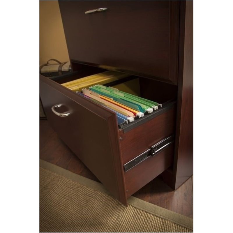 Bowery Hill Engineered Wood 2-Drawers Lateral File Cabinet in Harvest Cherry