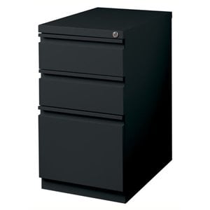 Bowery Hill 20&quot 3-Drawer Modern Metal Mobile Pedestal Filing Cabinet in Black