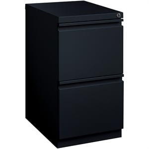 Bowery Hill 20&quot 2-Drawer Modern Metal Mobile Pedestal Filing Cabinet in Black