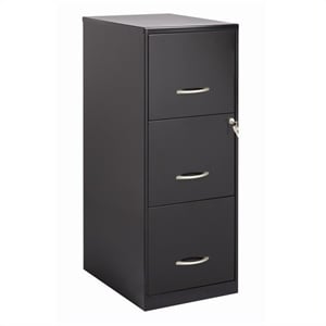 Bowery Hill Modern 3-Drawers Vertical Black Metal Filing Cabinet Pre-assembled