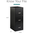 Bowery Hill Modern 3-Drawers Vertical Black Metal Filing Cabinet Pre-assembled