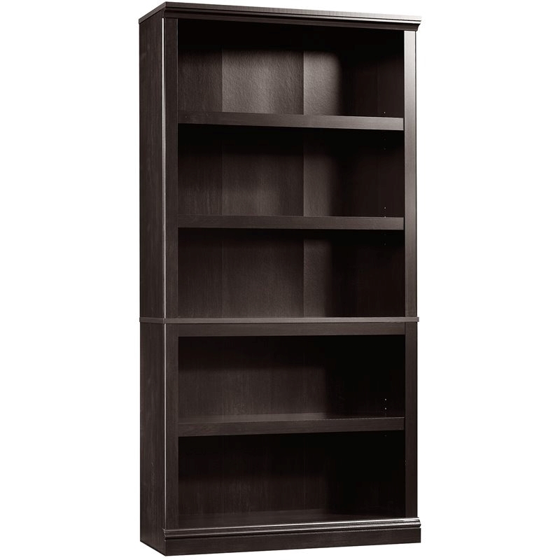 Bowery Hill 5-Shelf Traditional Engineered Wood Bookcase in Estate Black