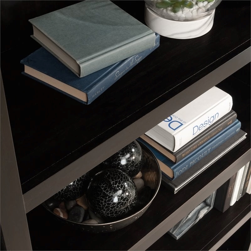 Bowery Hill 5-Shelf Traditional Engineered Wood Bookcase in Estate Black