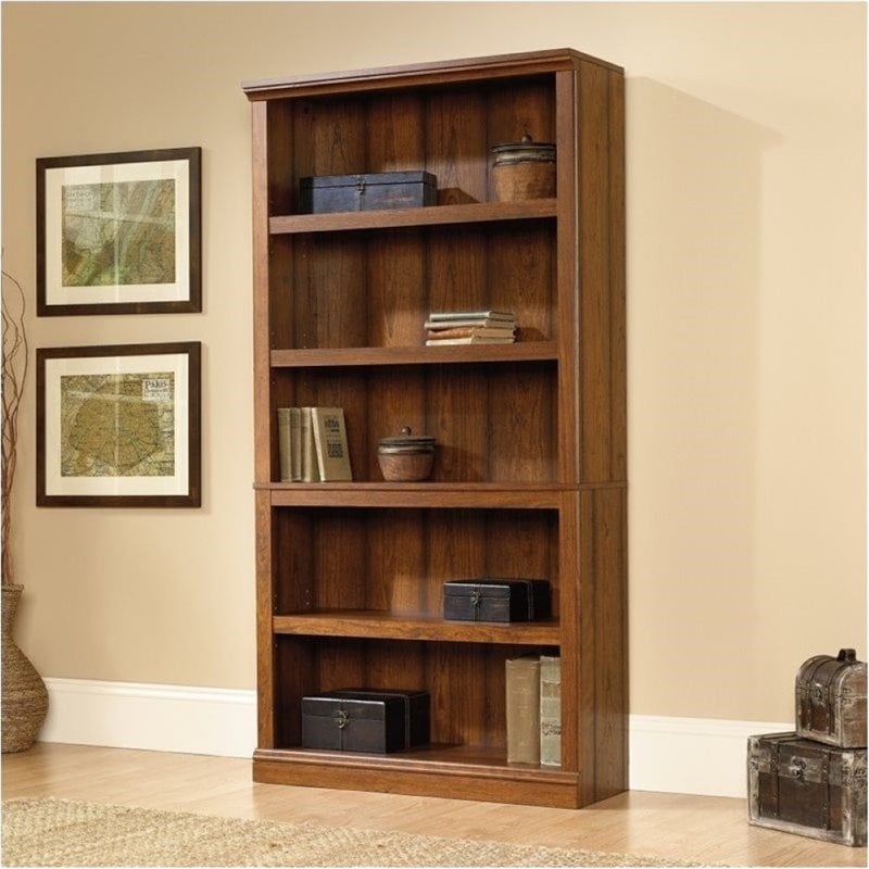 Bowery Hill 5-Shelf Modern Engineered Wood Bookcase in Washington Cherry