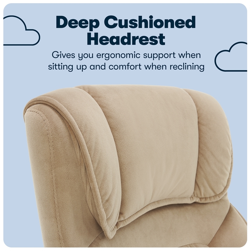 Bowery Hill Modern Microfiber Office Chair with Headrest Pillow Plush in Beige