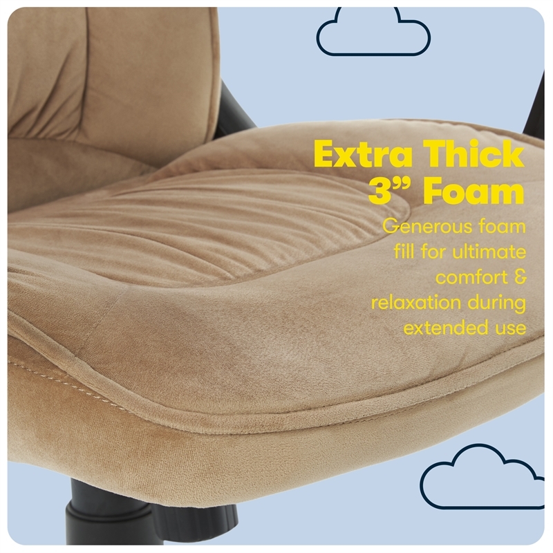 Bowery Hill Modern Microfiber Office Chair with Headrest Pillow Plush in Beige