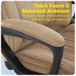 Bowery Hill Modern Microfiber Office Chair with Headrest Pillow Plush in Beige