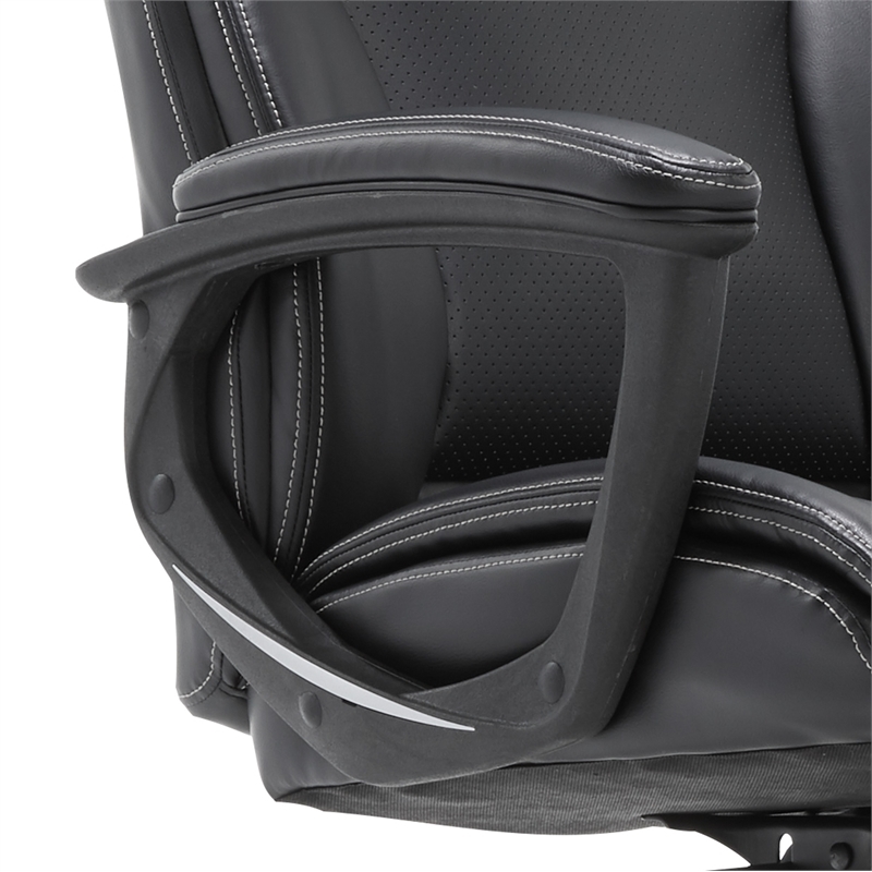 Bowery Hill Adjustable Height Modern Faux Leather Office Chair in Black