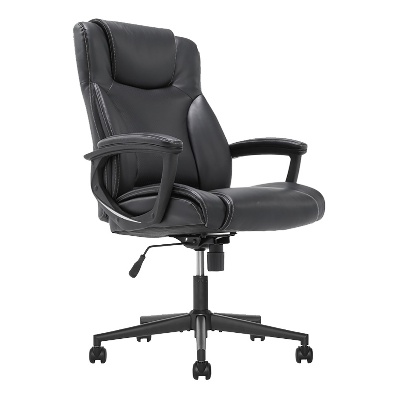 Bowery Hill Adjustable Height Modern Faux Leather Office Chair in Black