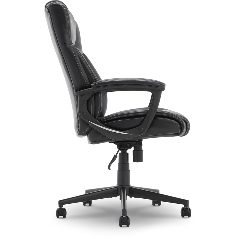 Bowery Hill Adjustable Height Modern Faux Leather Office Chair in Black