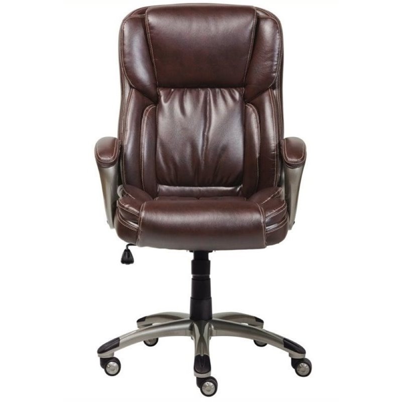 Bowery Hill Bonded Leather Executive Office Chair in Brown