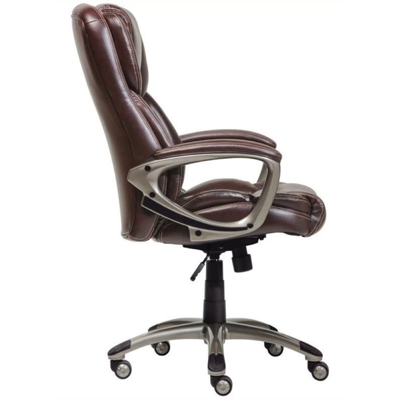 Bowery Hill Bonded Leather Executive Office Chair in Brown