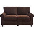 Bowery Hill Traditional Fabric Loveseat with 2 Pillows in Rye Brown