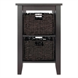 Bowery Hill Transitional Wood Side Table with 2 Foldable Baskets in Espresso