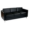 Bowery Hill Faux Leather Black Sofa Rectangular Cushioned 72.5