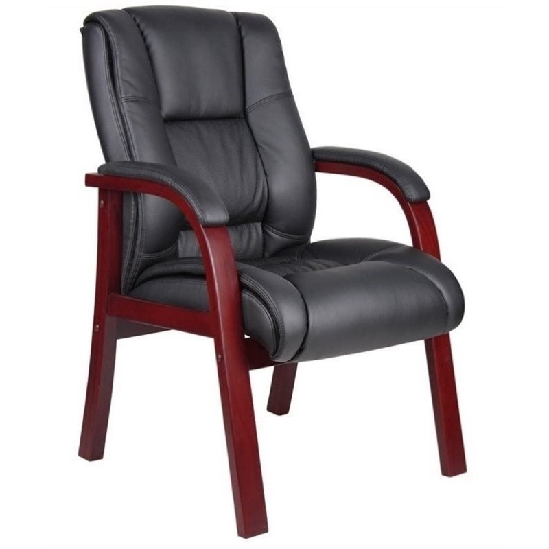 Bowery Hill Fabric Black Guest Chair Rectangular Breathable 39