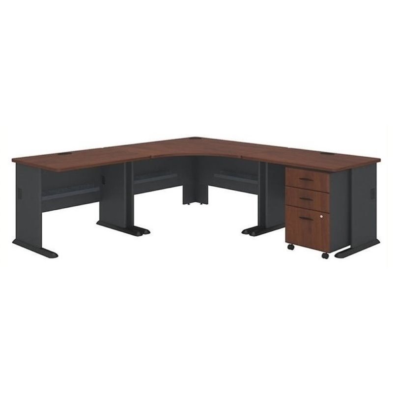 Bowery Hill Laminate Hansen Cherry Corner L-Shaped Desk Rectangular Unassembled