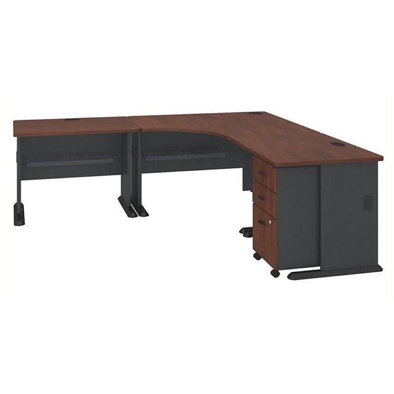 Bowery Hill Laminate Hansen Cherry Corner L-Shaped Desk Rectangular Unassembled