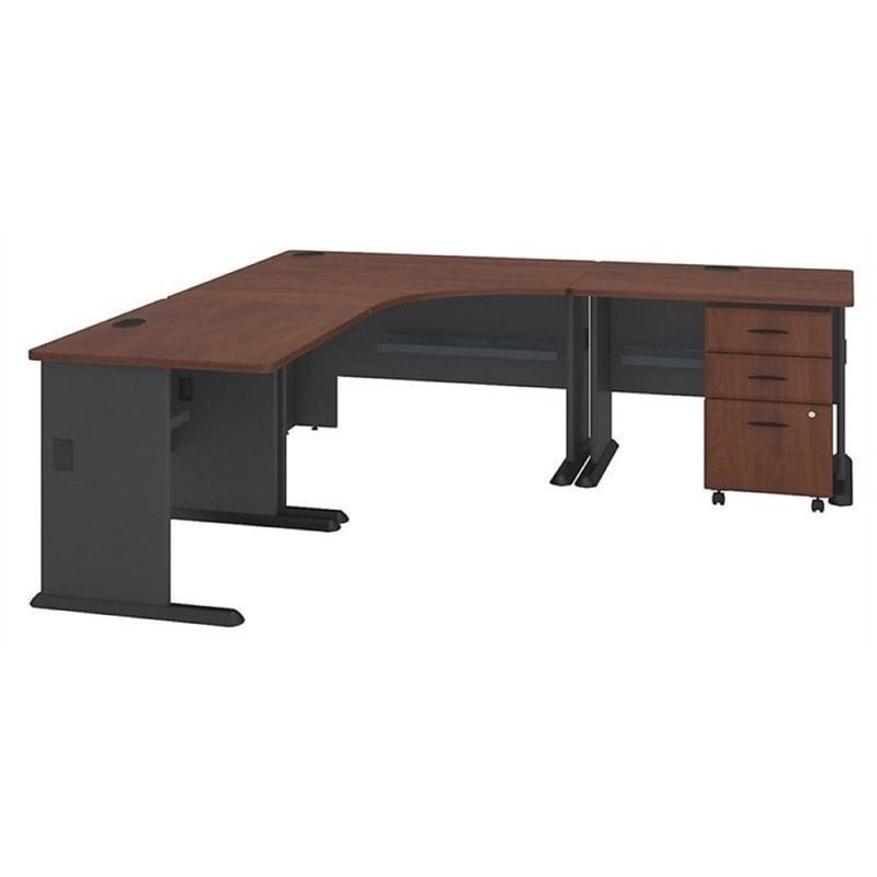 Bowery Hill Laminate Hansen Cherry Corner L-Shaped Desk Rectangular Unassembled