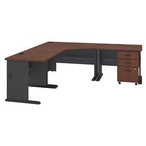 Bowery Hill Laminate Hansen Cherry Corner L-Shaped Desk Rectangular Unassembled