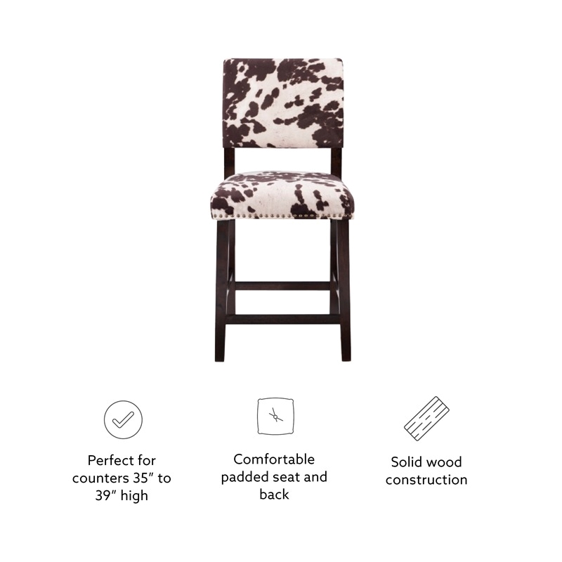 Bowery Hill Wood Brown Bar Stool Chair Square Footrest 38.75